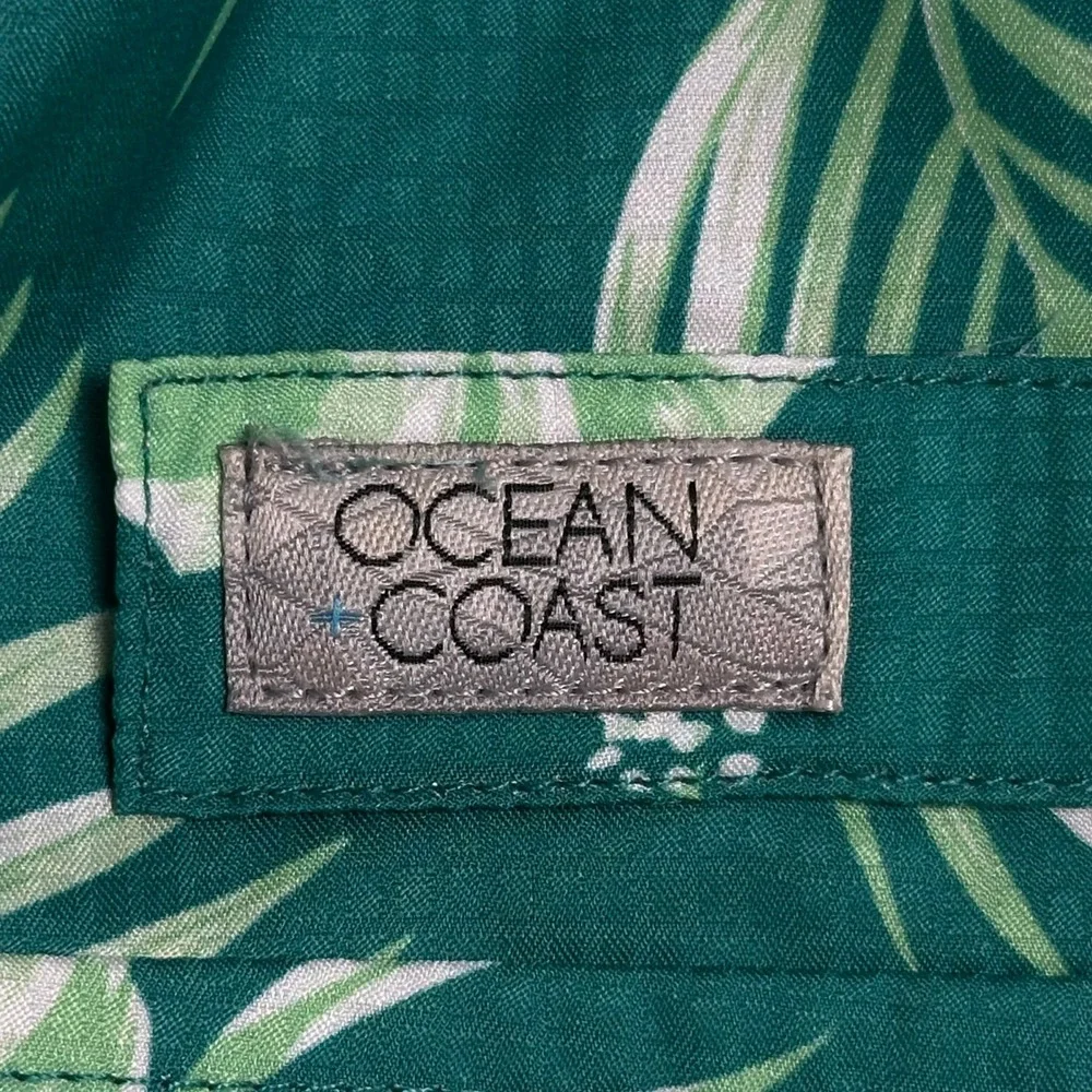 Ocean + Coast Mens Green Tropical Hibiscus Fishing Shirt Short Sleeve Small S - Picture 4 of 6